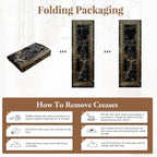 Greek Key Runner Rug 2x10 Washable Runners for Hallways, Non Slip Kitchen Runner Marble Printed Faux Wool Entryway Runner Indoor, Modern Black and Gold Floor Carpet for Hall Kitchen Bedroom