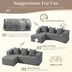Modular Floor Sofa, 4-in-1 Convertible L-Shaped Sectional Couch, Waffle Texture Foldable Futon Mattress Daybed, No Assembly 1800lbs Heavy Duty Sleeper Sofa for Living Room, Dorm