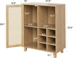 Farini 27.6" Buffet Cabinet with 6 Racks and Rattan Doors,Kitchen Sideboard for Dining Room, Hallway & Living Room, Coffee Bar Storage Console Table,Natural