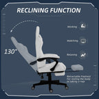 Vinsetto High Back PU Leather Gaming Chair, Racing Computer Chair with Swivel Wheels, Retractable Footrest, Headrest, Lumbar Support, and Armrest, White and Pink