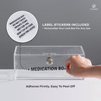 LifeLAZA Acrylic Refrigerator Lock Box, Medication Lock Box With 4 Key, Wall Mount Clear Safe Lockbox with Labels for Phone, Fridge, Food, Medicine