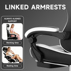 Ergonomic Gaming Chair,A Versatile 3-in-1 Video Game Chair for Work, Study, and Gaming,Features an Adjustable Backrest, Footrest, and Linked Armrests Office Chair for Adults,Blackwhite
