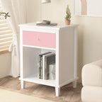 Kids Nightstand with One Drawer, Modern Nightstand, End Table for Boys and Girls, for Living Room, Bedroom (Pink)