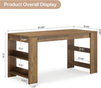 Tribesigns 63-Inch Bar Table, Farmhouse Counter Height Pub Table with Storage Shelves, High Top Bar Unit for Kitchen, Dining Room, Bistro, Brown Rustic