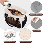 MIYCOO Lunch Bag Lunch Box Women - Leakproof Insulated Lunch Cooler Bag for Women - Large Lunch Tote Bags Adults, Black with Off White with Brown