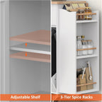 Bigbiglife Kitchen Island with Storage, 39.8" Rolling Kitchen Island Cart with Drop Leaf & Storage - Mobile Kitchen Organizer with Wheels, Rubberwood Top, Trash Can Cabinet & Towel Rack, White