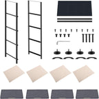 Yesker Storage Tower Units, Nightstand Dresser Organizer with 4 Drawers, Fabric Vertical, Steel Frame Wide Wood Top Small Dresser for Bedroom Hallway Entryway Closets, Easy Pull Handle, Black Grey