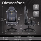 Dowinx Big and Tall Gaming Chair with Suede Fabric Breathable, Game Chairs for Adults with Oversized Thick Seat for 440lbs, Ergonomic Gamer Chair for Streaming & Long Gaming Sessions, Grey