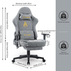 Symino Gaming Chair with Foot Rest, 3D Armrests PU Leather High Back Ergonomic Office Chair, 150° Recline Computer Desk Chair, Diamond Stitching, Grey