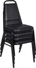 Regency 8029 Stackable Cushioned Restaurant Chair, Commercial Vinyl Dining & Event Seating, Steel Frame, Comfortable Easy-Clean Chair for Banquets, Cafeterias & Hospitality - Black (4 Pack)
