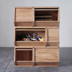 Stackable Solid Wood Storage Chests,Bins with Lids,Modular Wooden Multi-use Box,Closet Storage Organizers,Hall Entryway Cabinet,Drawers,Potato,Onion,Bread,Classify by Items,11.75”W(1 Pack)