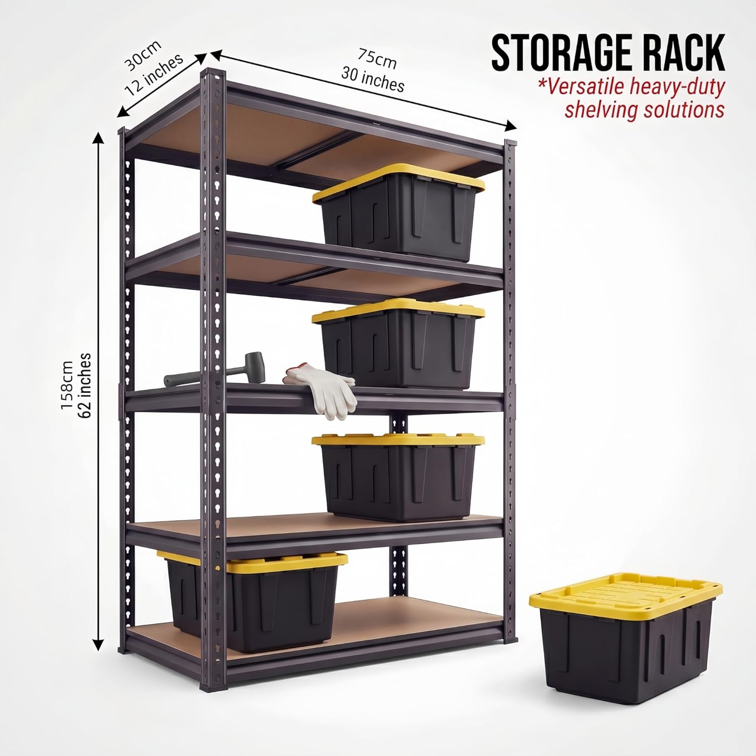 Garage Shelving Heavy Duty, 2450LBS Metal Storage Shelves 5 Tier, Adjustable Shelving Unit 36" W x 12" D x 72" H, Boltless Garage Storage Rack for Garage Basement, Pantry, Warehouse 1Pcs