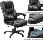 Furmax Office Executive Chair High Back Adjustable Managerial Home Desk Chair, Swivel Computer PU Leather Chair with Lumbar Support (1, Black)