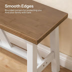 HOOBRO Bamboo Dining Bench, 39.4 inch Farmhouse Kitchen Table Bench, Solid Bamboo Dining Room Bench for Kitchen, Living Room, Bedroom, Hallway, Sturdy and Stable, Walnut and White WH17CD01