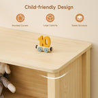 ONBRILL Montessori Shelf, 5 Cube Toy Storage Organizer with Wave Design, Safe Wooden Kid Toy Organizer Cabinet, Kids Bookshelf & Bookcase for Nursery Kids Room Playroom Bedroom Living Room Nursery