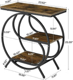 Tribesigns 3-Tier End Table, Industrial Side Table for Living Room, Small Rectangle Nightstand for Bedroom (1PC, Rustic Brown & Black)
