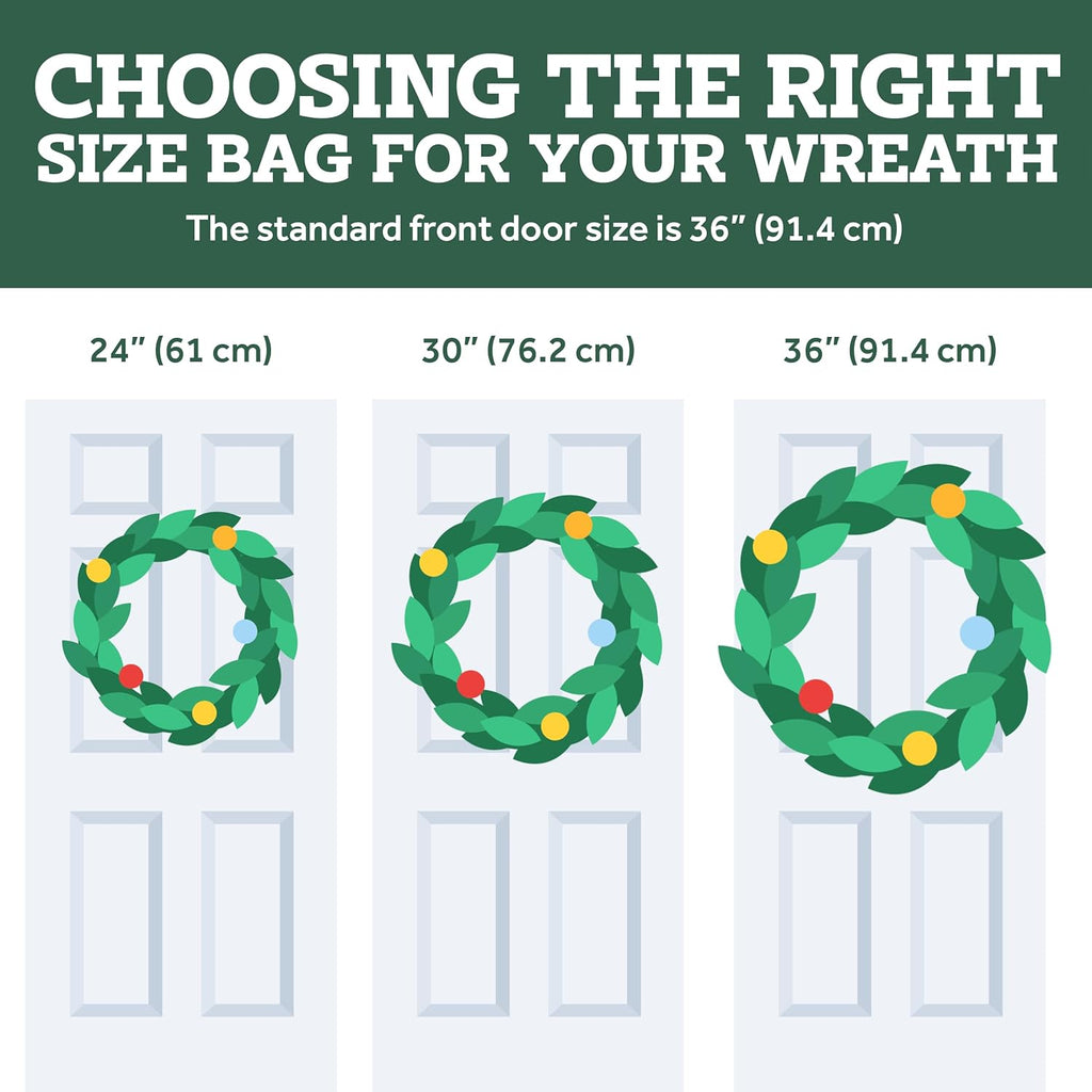 ZOBER 2 Pack Christmas Wreath Storage Container 30 Inch - Wreath Bag for Artificial Wreaths Box - Dual Zippered Wreaths Storage Bag with Durable Stitch Reinforced Handles - Black