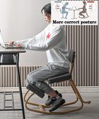 Ergonomic Kneeling Chair with Back Support - Posture Corrective Rocking Balance Stool for Office Use, Orthopedic Design to Relieve Fatigue and Improve Comfort (Grey)