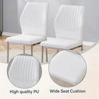 Dining Chairs Set of 6, Modern Upholstered Kitchen Dining Chairs with High Back, Faux Leather White Chairs with Metal Legs, Comfortable Armless Side Chairs for Dining Room Kitchen Living Room