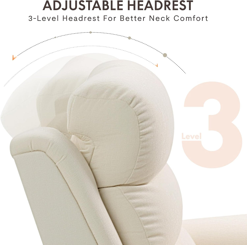 FLEXISPOT Souffle-Pro Swivel Rocker Recliner Chair with Nightlight, Power Nursery Glider Recliner with Massage & Heat, Adjustable Headrest, Oeko-TEX Fabric, Ideal for Nursery & Home Relaxation, Cream