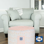 SEALY BABY Pouf Kids Toddler Ottoman - Comfy, Lightweight, and Stylish Seating for Your Little One (Coral & Blossoms)