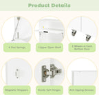 Farmhouse Kitchen Pantry Cabinet with Foldable Workstation, Kitchen Storage Cabinets with Adjustable Shelf & Power Outlet, Versatile Cupboard for Dining Room, Living Room,White
