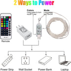 Minetom Color Changing Fairy String Lights - 33 ft 100 LED USB Silver Wire Lights with Remote and Timer, Starry Fairy Light for Bedroom Party Indoor Christmas Decoration, 16 Colors, Adapter Included