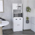 Kitchen Pantry 67" H, Two Cabinets, Three Doors, Two Open Shelves, One Drawer, Microwave Storage Option,for Kitchen