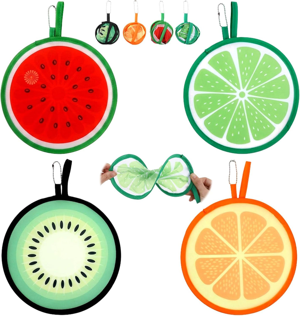 4 Pcs Foldable Round Fruit Pattern Hand Fan Cooling Folding Fan Portable Decorative Pocket Folding Hand Fans for Beach Lawn Park Festival Camping Game Party Favor, Travel, Events,Wedding