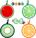 4 Pcs Foldable Round Fruit Pattern Hand Fan Cooling Folding Fan Portable Decorative Pocket Folding Hand Fans for Beach Lawn Park Festival Camping Game Party Favor, Travel, Events,Wedding