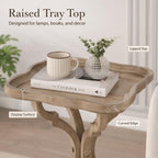 French Country Accent Table, Farmhouse Side Table (Natural B) | 19 Inch Fir Wood Piece with Lipped Rectangular Top, Hourglass Base for Living Room and Bedroom