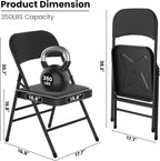 4 Pack Black Folding Chairs with Padded Seats, Office Guest Reception Chair, Breathable Foldable Chair for Indoor and Outdoor, Portable Stackable Commercial Seat for Bedroom Patio Party Event