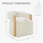 KISLOT Upholstered Dining Chairs Set of 4, Barrel Modern Dining Room Chairs with Casters, Kitchen Side Wooden Armchair with Fabric Cushion Seat for Bedroom, Livingroom, Reading Room, Beige, 4 Boxs