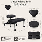 Ergonomic Cross Legged Office Chair with Foot Rest for Kneeling Seating - Crisscross Desk Chair with Wheels for ADHD to Sit Cross Legged - Multi-Position Adjustable Seat with Back Support for Women