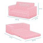 Serta Perfect Sleeper Personalized Extra Wide Convertible Sofa to Lounger, Comfy 2-in-1 Flip Open Couch/Sleeper for Kids, Pink