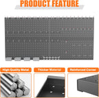 TORACK Garage Tools Organizer Boards Kit with Hooks, Modular Wall-Mounted Tool Storage Pegboard for Workbench(Black, 4 Panels with Hooks)