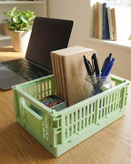 Mini Foldable Plastic Baskets for Organizing and Storage for Home Kitchen Bedroom Bathroom Office Green DJA280-03