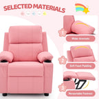 Korser Kids Recliner Chair, PU Leather Toddler Recliner with Cup Holder, Kid Recliner Sofa with Footrest, Push Back Child Reclining Chair with Side Pockets for Children Boys Girls Room, Pink