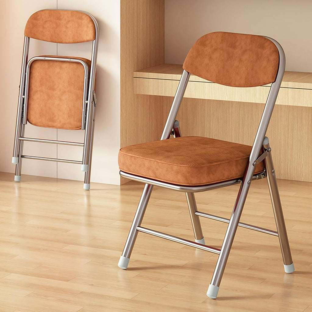 Padded Metal Folding Chair Soft Cushioned Seat For Dining Meeting Dorm | This cushioned metal folding chair fits dorm bedroom, family dining table and office meeting space(Green Screen)