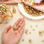 Junkin 300 Pcs Vase Filler Faux Pearls Vase Makeup Beads Bulk No Hole Gloss Pearl Beads Mixed Sizes Round Pearls for Wedding Home Table Birthday Decoration, 8/14/20 Mm(Gold)