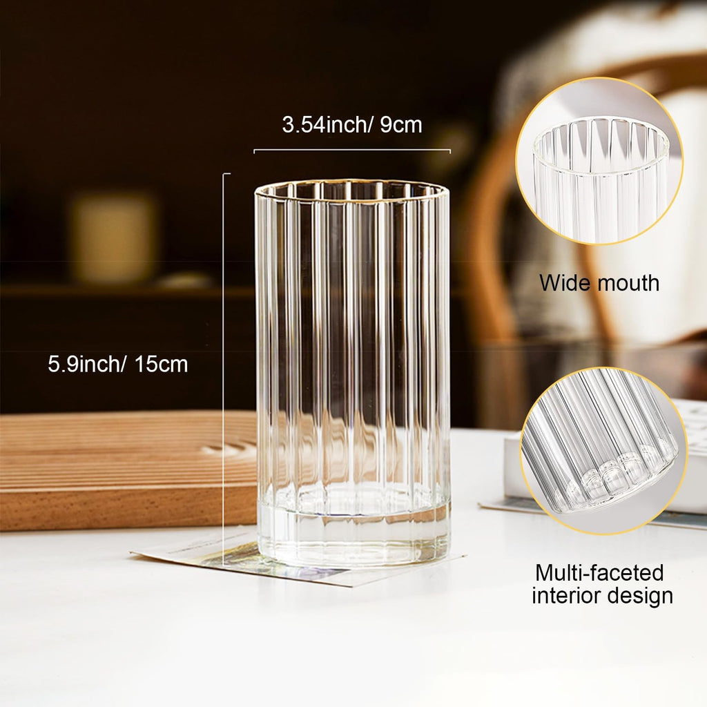 Gute 6 Inch Glass Vases for Decor, Flower Vase for Home Decor, Modern Decorative Clear Vase Centerpieces Living Room, Kitchen
