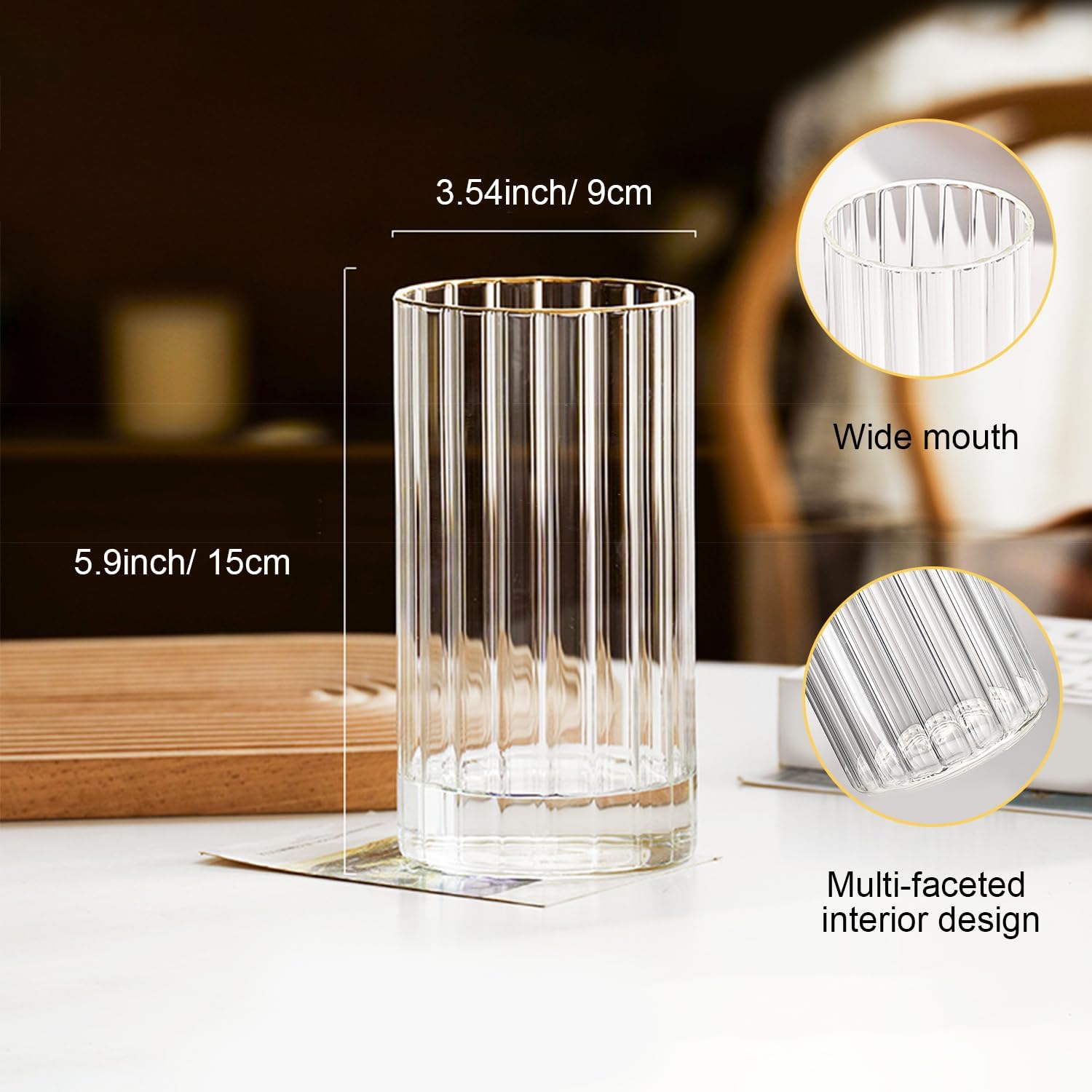 Gute 6 Inch Glass Vases for Decor, Flower Vase for Home Decor, Modern Decorative Clear Vase Centerpieces Living Room, Kitchen