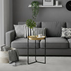 DDK 16" Round Side Table, Removable Gold Tray Top Metal End Table, Modern Small Nightstand Accent Table for Living Room Bedroom Nursery Bathroom Small Spaces