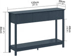 Treocho 47" Fluted Console Table with 3 Drawers, Narrow Long Entryway Table with Storage and Shelf, 2-Tier Sofa Table Behind Couch Accent Tables for Entrance Foyer, Hallway, Living Room, Blue