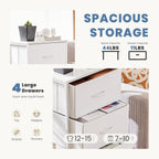 DUMOS Nightstand Bedside Table with 4 Drawers, Removable Fabric Bins with Steel Frame Wood Top, Organizer Furniture for Bedroom Closet Living Room, Chalky