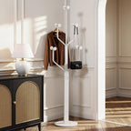 Coat Rack Freestanding Metal Coat Tree with 10 Hooks, White | Heavy Duty Standing Coat Rack, Stainless Steel Marble Base, Coat Hanger Stand for Bedroom Entryway Hallway, Hat, Bags
