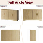 Memobarco 55" Modern Sideboard Buffet Cabinet with Storage, 4 Door Fluted Credenza Table Media Console Cabinet Entryway Cabinets with Adjustable Shelves for Living Room Kitchen, Wood