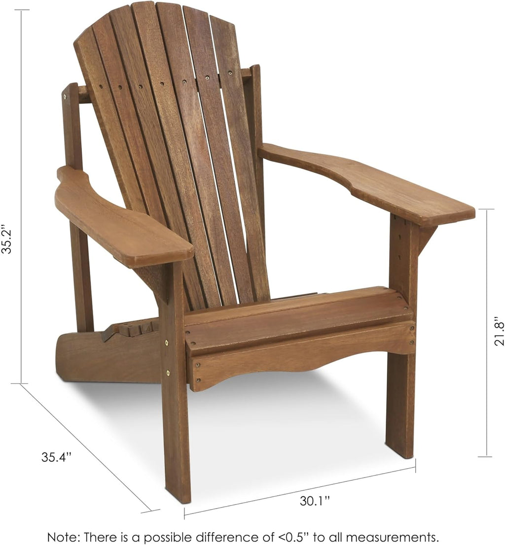 Furinno TIOMAN Patio Chair, Adirondack Outdoor Lawn Chair, Armchair in Teak Oil, for Patio, Garden, Porch, Light Wood