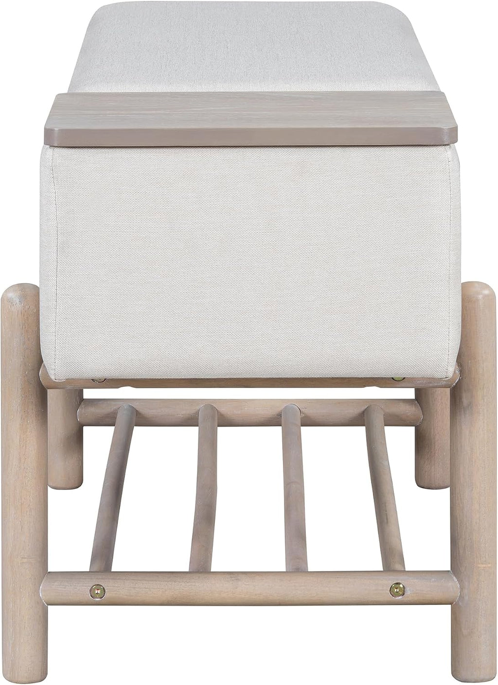 RUNNA Farmhouse Upholstered Storage Bench with Hidden Compartment, Modern Entryway Bench for Living Room,Entryway,and Hallways (Natural#14)