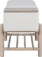 RUNNA Farmhouse Upholstered Storage Bench with Hidden Compartment, Modern Entryway Bench for Living Room,Entryway,and Hallways (Natural#14)